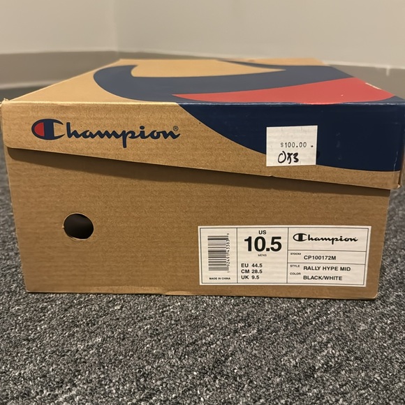 New Mens Champion Rally Hype Mid High Top Shoe Size 10.5 Black & White - Picture 6 of 6